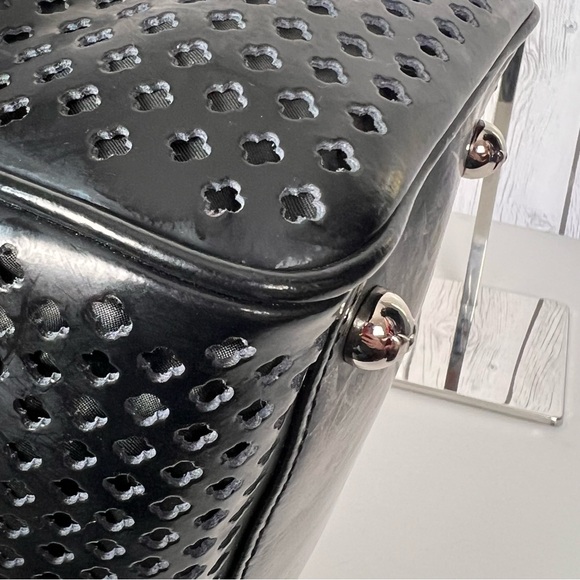 My Flat in London Brighton Alexia Satchel Black Leather Rhinestone - Picture 9 of 16